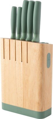 Leo Stainless Steel 6 Piece Knife Set - Green, Beige