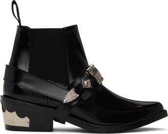 Black Ankle Strap Chelsea Boots-AA