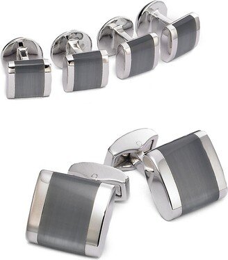 Cuff Link & Shirt Stud Set/Glass Band