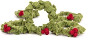 Christmas Wreath | Felt Evergreen Decor Hand Cut With Red Berries