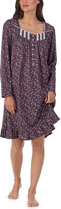 Long Sleeve Short Gown (Black Ditsy) Women's Pajama