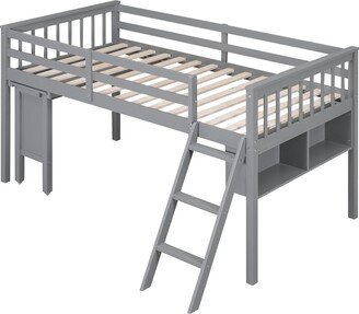 TONWIN Twin Size Loft Bed With Removable Desk and Cabinet