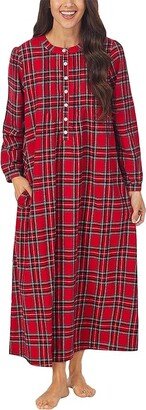 Lanz of Salzburg 50 Pin Tuck Gown (Red Tartan Plaid) Women's Pajama