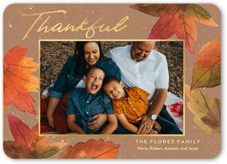 Thanksgiving Cards: Autumnal Leaves Fall Greeting, Beige, 5X7, Standard Smooth Cardstock, Rounded