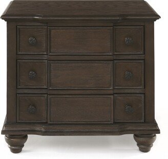 Calnod Weathered Oak Baudouin Nightstand with 3 Drawers and Side Metal Glide - Perfect for Transitional Style Bedrooms