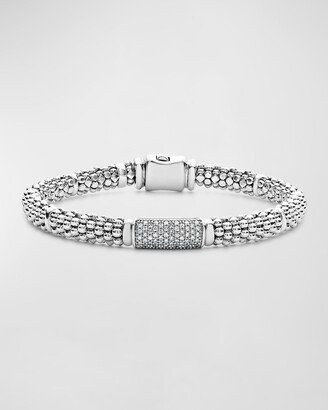 Pavé Diamond and Sterling Silver Caviar Bead 6mm Rope Bracelet