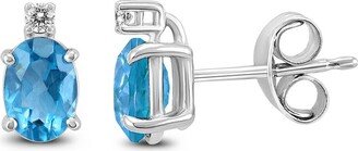 Gemstones 14K 1.64 Ct. Tw. Diamond & Blue Topaz Earrings