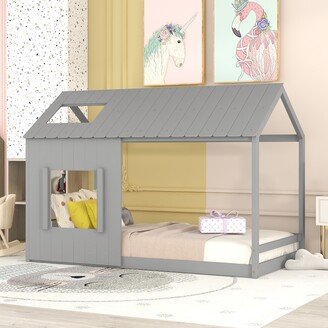 Sunmory Twin Size House Bed with Roof and Window