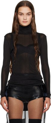 Black Semi-Sheer Turtleneck-AA