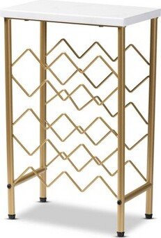 Ramona Metal Wine Rack with Faux Marble Tabletop Gold