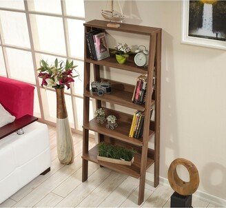 IGEMAN Walnut Otavio 5 Tier Ladder Bookshelf Organizers