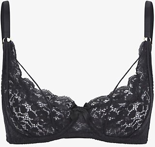 Womens Black Dedee Floral-embroidered Stretch-lace bra