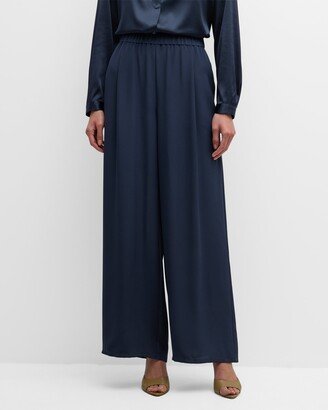 Pleated High-Rise Wide-Leg Crepe Pants