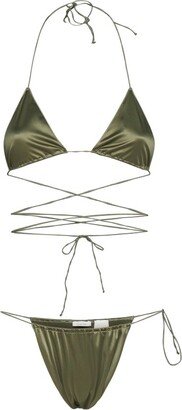 Triangle Halterneck Tied Bikini Set