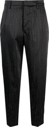 Rhinestone-Embellished Tailored Trousers