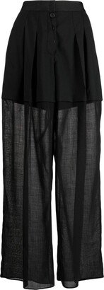 High-Waisted Sheer-Panels Trousers