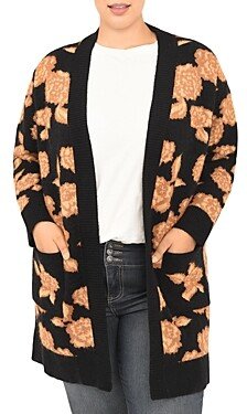 Floral Print Open Front Cardigan