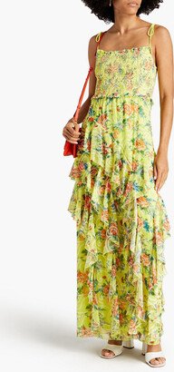 Jocelyn ruffled floral-print broderie anglaise maxi dress