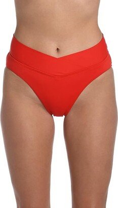 Island Goddess Crossover High-Waist Bottoms (Cherry) Women's Swimwear