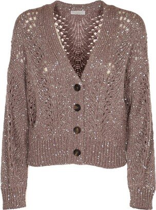 V-Neck Buttoned Cardigan-AV