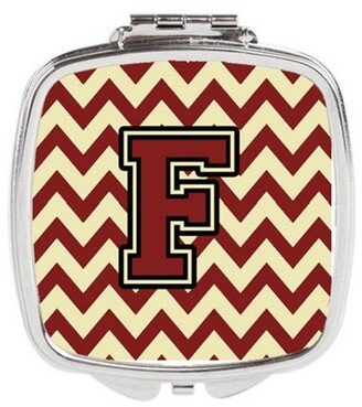 CJ1061-FSCM Letter F Chevron Maroon & Gold Compact Mirror