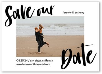 Save The Date Cards: Big Script Date Save The Date, White, 5X7, Signature Smooth Cardstock, Square