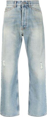 Distressed straight-leg jeans-BZ