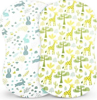 Bublo Baby Baby Bassinet Sheet Set for Boy and Girl, 2 Pack, Universal Fitted for Oval, Hourglass & Rectangle Bassinet Mattress, Fitted Sheets.