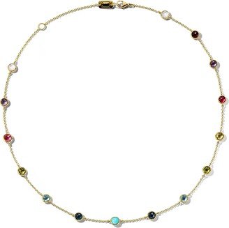 18K Gold Lollipop Stone Station Necklace in Rainbow