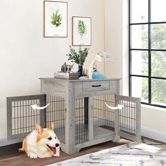 Alkmaar Murphy Farmhouse End Table Wooden Pet Crate End Table with Drawer Furniture Style - 24.8