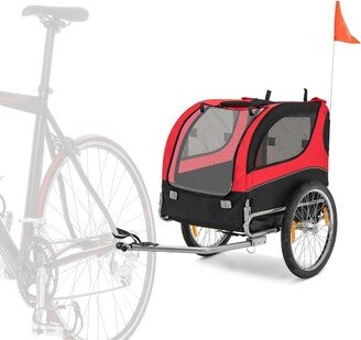 Dog Bike Trailer Foldable Pet Cart w/ 3 Entrances for Travel