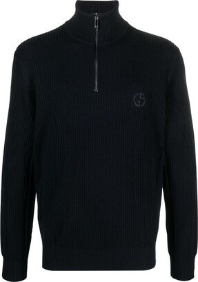 Logo-Embroidered Ribbed-Knit Jumper-AB