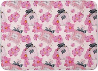 JensenDistributionServices Watercolor Pink Flowers & Perfume Machine Washable Memory Foam Mat