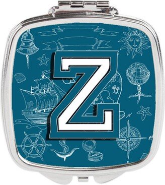 CJ2014-ZSCM Letter Z Sea Doodles Initial Alphabet Compact Mirror