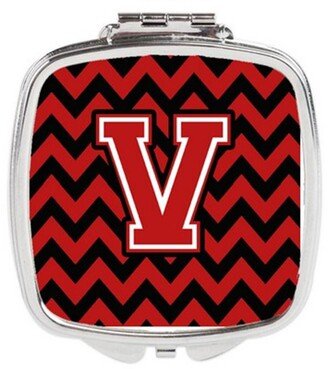 CJ1047-VSCM Letter V Chevron Black & Red Compact Mirror