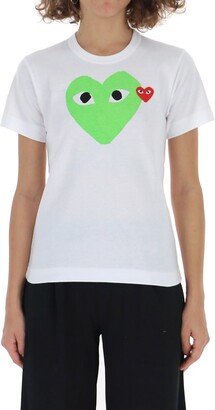 Heart Print Crewneck T-Shirt