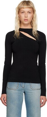 Black Cutout Long Sleeve T-Shirt-AA