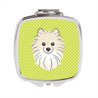 BB1269SCM Checkerboard Lime Green Pomeranian Compact Mirror, 2.75 x 3 x .3 In.