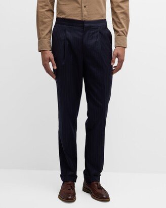 Men's Pinstripe Pleated Trousers