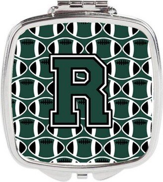 CJ1071-RSCM Letter R Football Green & White Compact Mirror