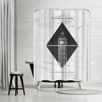 71 x 74 Shower Curtain, London Elizabeth Tower by Melanie Viola