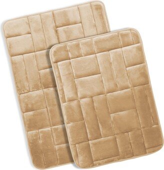 2 Piece Ultra Soft Non-Slip Plush Memory Foam Bath Rug Set - Large & Small - Tiled Design