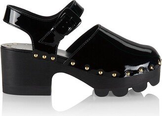 Patent Leather Ankle-Strap Stud Clogs