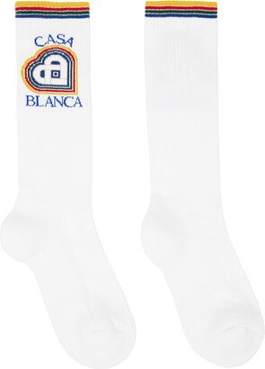 White Rainbow Heart Socks