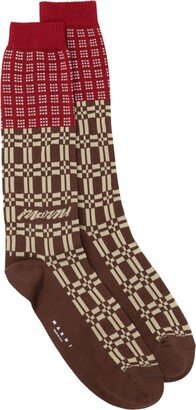 Patterned-Intarsia Cotton-Blend Socks