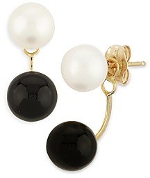 Onyx & Cultured Freshwater Pearl Front-to-Back Drop Earrings in 14K Yellow Gold - 100% Exclusive
