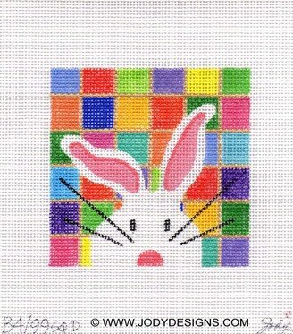 The White Bunny Square Patchwork Needlepoint - Jody Designs Wb5