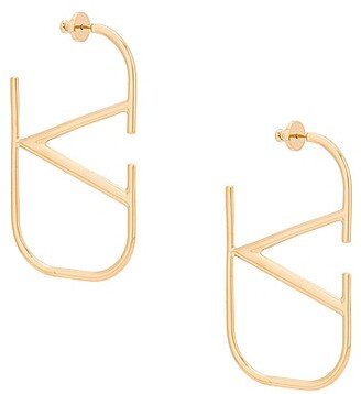 VLogo Earrings in Metallic Gold