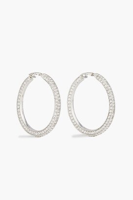 Silver-tone crystal clip hoop earrings