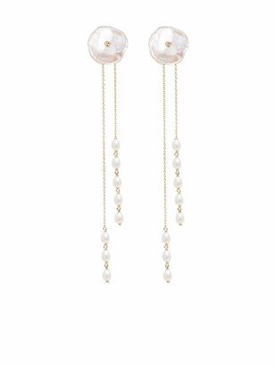 14kt yellow gold Petal Pearl drop earrings